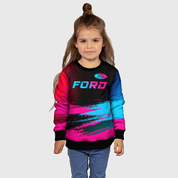 Свитшот детский Ford - neon gradient: символ сверху, цвет: 3D-черный — фото 2