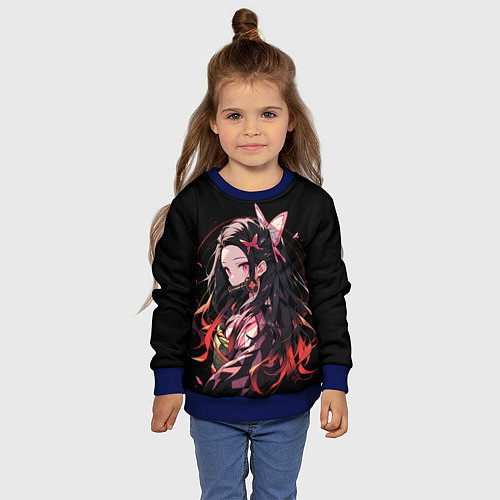 Детский свитшот Незуко комадо из клинка / 3D-Синий – фото 4