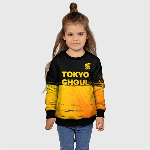 Детский свитшот Tokyo Ghoul - gold gradient: символ сверху / 3D-Черный – фото 4