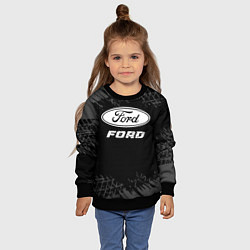 Свитшот детский Ford speed на темном фоне со следами шин, цвет: 3D-черный — фото 2