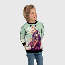 Свитшот детский Заяц на фоне луны - фантазия - нейросеть, цвет: 3D-черный — фото 2