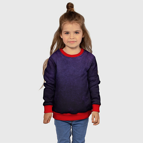Детский свитшот Фиолетово-черный градиент / 3D-Красный – фото 4