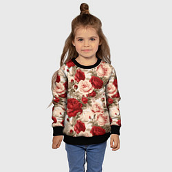 Свитшот детский Розы паттерн, цвет: 3D-черный — фото 2