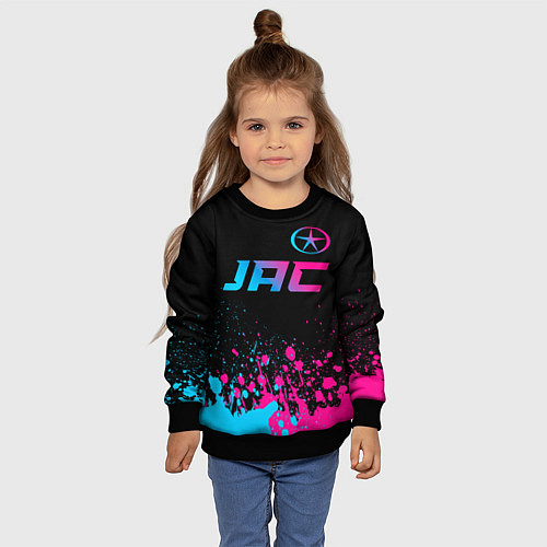 Детский свитшот JAC - neon gradient: символ сверху / 3D-Черный – фото 4