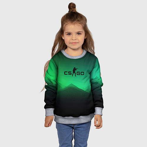 Детский свитшот CS GO green black background / 3D-Меланж – фото 4