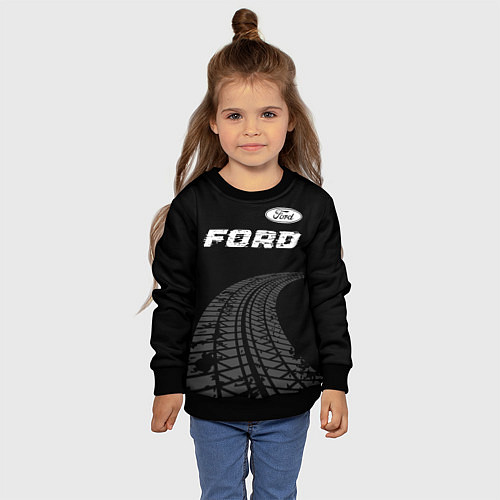 Детский свитшот Ford speed на темном фоне со следами шин: символ с / 3D-Черный – фото 4