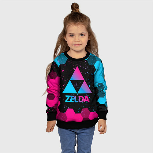 Детский свитшот Zelda - neon gradient / 3D-Черный – фото 4