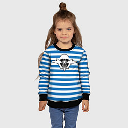 Свитшот детский Тельняшка синяя - логотип вдв, цвет: 3D-черный — фото 2