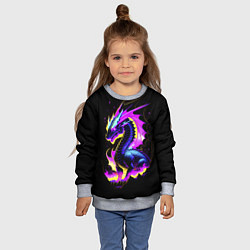 Свитшот детский Неоновый космический дракон, цвет: 3D-меланж — фото 2