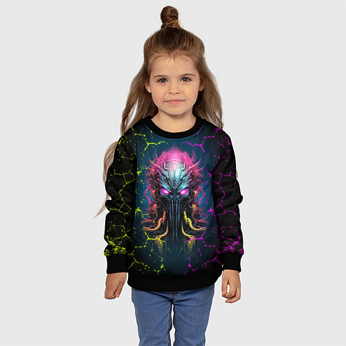 Детский свитшот Alien - neon style / 3D-Черный – фото 4