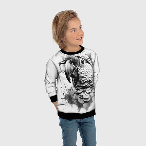 Детский свитшот Попугай ара в старинных очках / 3D-Черный – фото 3