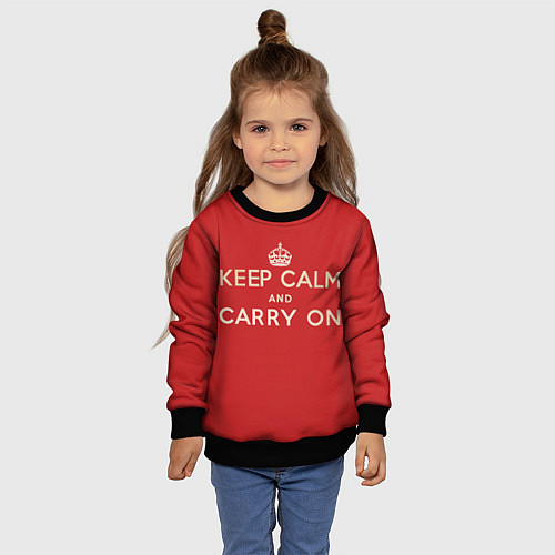 Детский свитшот Keep Calm and Carry On / 3D-Черный – фото 4