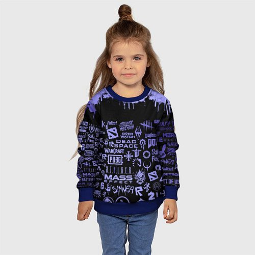 Детский свитшот Games pattern / 3D-Синий – фото 4