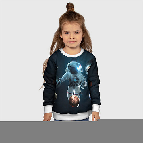 Детский свитшот Космонавт планеты / 3D-Белый – фото 4