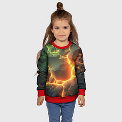 Свитшот детский Валуны в лаве, цвет: 3D-красный — фото 2