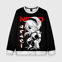 Свитшот детский Nier automata - черный и красный, цвет: 3D-белый