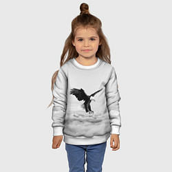 Свитшот детский Орёл в облаках черно-белый, цвет: 3D-белый — фото 2