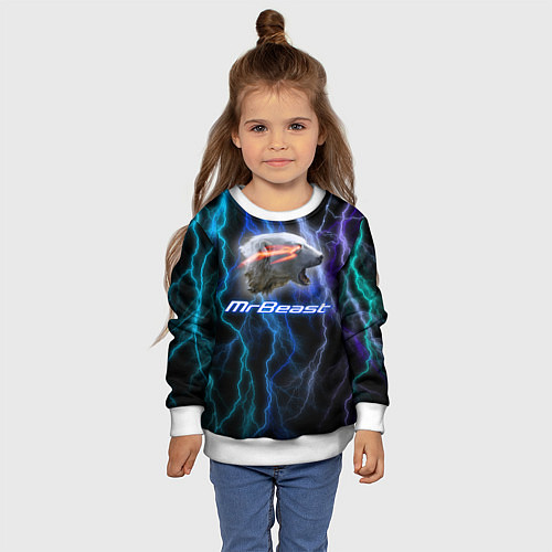 Детский свитшот Мистер Бист - молнии / 3D-Белый – фото 4