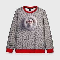 Свитшот детский Забавная белая обезьяна, цвет: 3D-красный