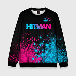 Детский свитшот Hitman - neon gradient: символ сверху