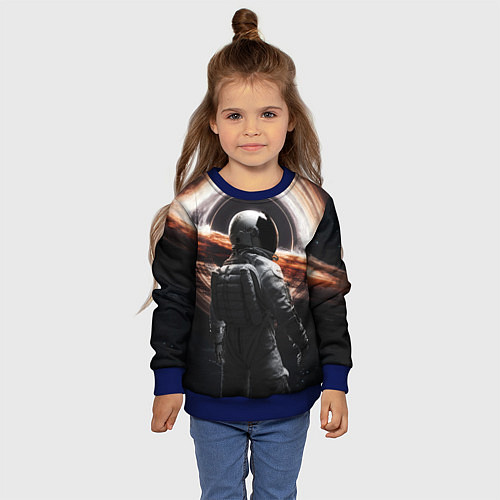 Детский свитшот Черная дыра - космонавт / 3D-Синий – фото 4