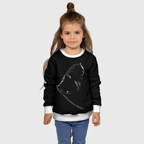 Детский свитшот Хищник на черном фоне / 3D-Белый – фото 4