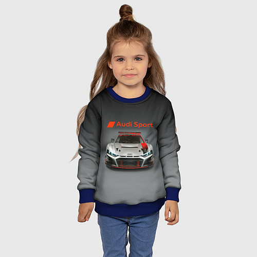 Детский свитшот Audi sport - racing car - extreme / 3D-Синий – фото 4