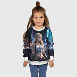 Свитшот детский Принцесса Зельда в киберпанке, цвет: 3D-белый — фото 2