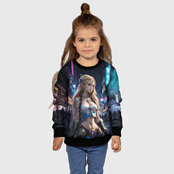 Свитшот детский Принцесса Зельда в киберпанке, цвет: 3D-черный — фото 2