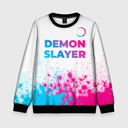 Детский свитшот Demon Slayer neon gradient style: символ сверху