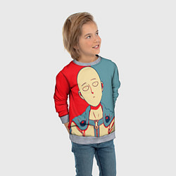 Свитшот детский Saitama hero face, цвет: 3D-меланж — фото 2