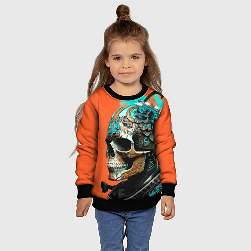 Детский свитшот Art skull - irezumi - Japan / 3D-Черный – фото 4