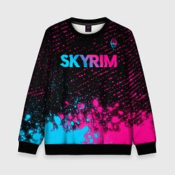 Детский свитшот Skyrim - neon gradient: символ сверху