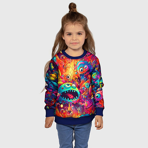 Детский свитшот Кислотные чудики / 3D-Синий – фото 4
