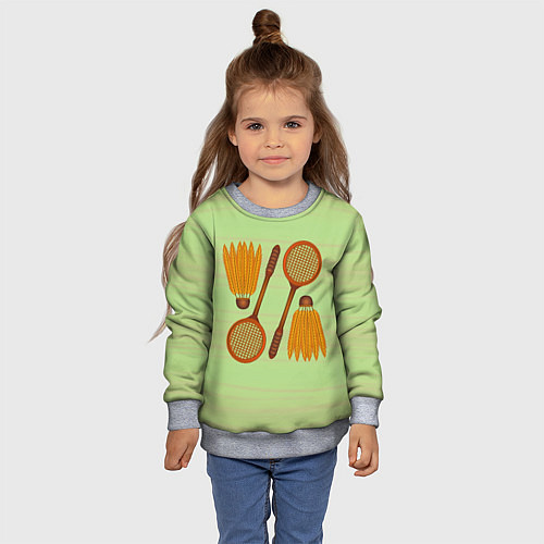Детский свитшот Бадминтон / 3D-Меланж – фото 4