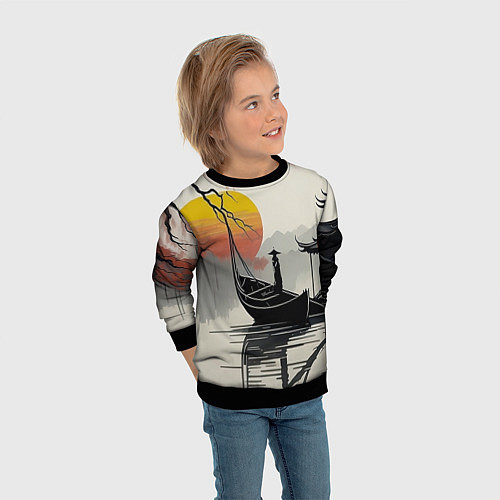 Детский свитшот Красота Японии / 3D-Черный – фото 3