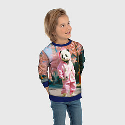 Свитшот детский Милая панда в пуховике, цвет: 3D-синий — фото 2