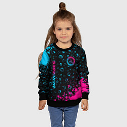 Свитшот детский Mercedes - neon gradient: надпись, символ, цвет: 3D-черный — фото 2