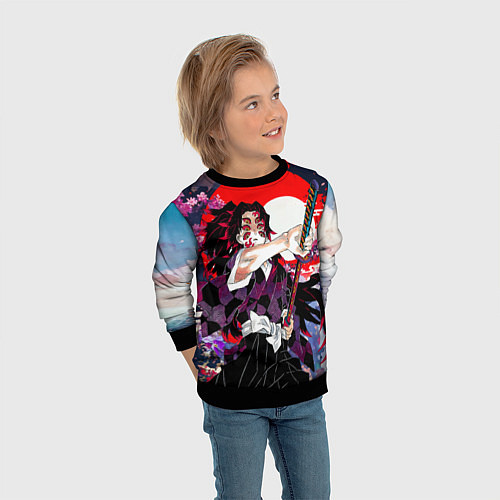 Детский свитшот Кокушибо первая луна - Клинок рассекающий демонов / 3D-Черный – фото 3