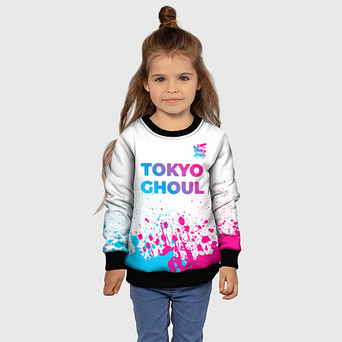 Детский свитшот Tokyo Ghoul neon gradient style: символ сверху / 3D-Черный – фото 4