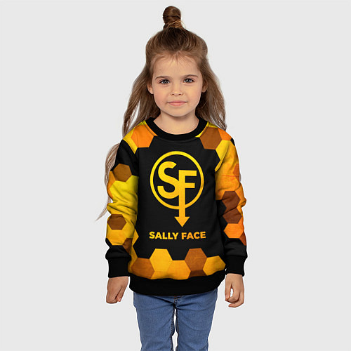 Детский свитшот Sally Face - gold gradient / 3D-Черный – фото 4
