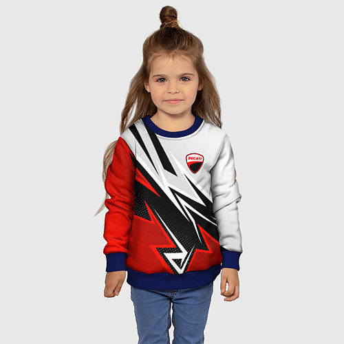 Детский свитшот Ducati - белый и красный / 3D-Синий – фото 4