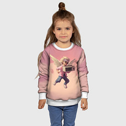 Свитшот детский Ангел с бумбоксом, цвет: 3D-белый — фото 2
