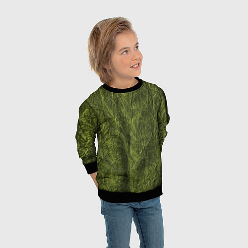 Детский свитшот Мятая зеленая ткань / 3D-Черный – фото 3