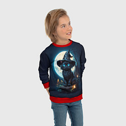 Свитшот детский Кот ведьмы - Хэллоуин, цвет: 3D-красный — фото 2