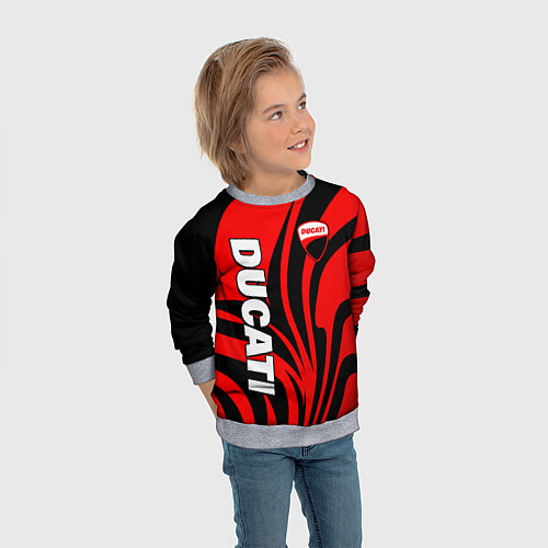 Детский свитшот Ducati - red stripes / 3D-Меланж – фото 3
