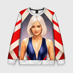 Детский свитшот Девушка блондинка в спортивном костюме