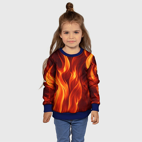 Детский свитшот Пламя огня / 3D-Синий – фото 4