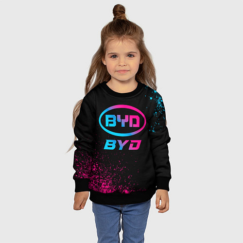 Детский свитшот BYD - neon gradient / 3D-Черный – фото 4