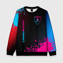 Детский свитшот Lamborghini - neon gradient: надпись, символ